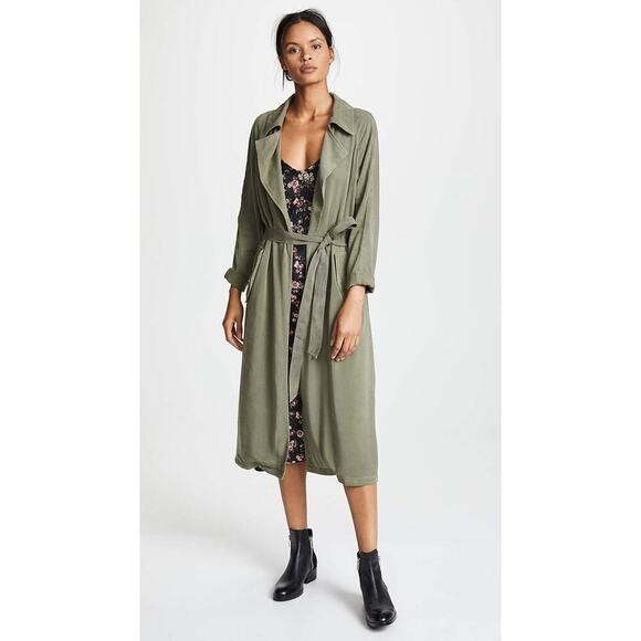 Rachel Pally twill trench coat olive green sz large new with tags - Picture 1 of 12